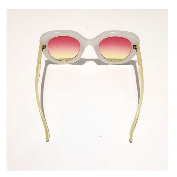 New Ombré Sunglasses Yellow Pink White Semi Round - Picture 2 of 8